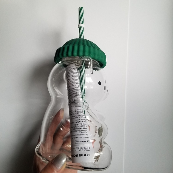 Starbucks Green and Clear Bear Glass Tumbler - Picture 3 of 6